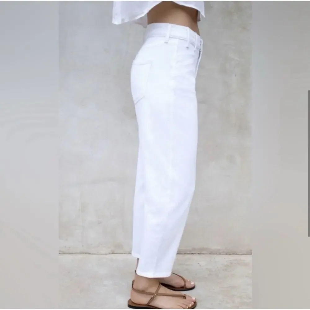 NWOT AYR Womens‎ The Beat Jeans 23 Barrel Leg Pockets Crop Tapered White - Picture 2 of 12